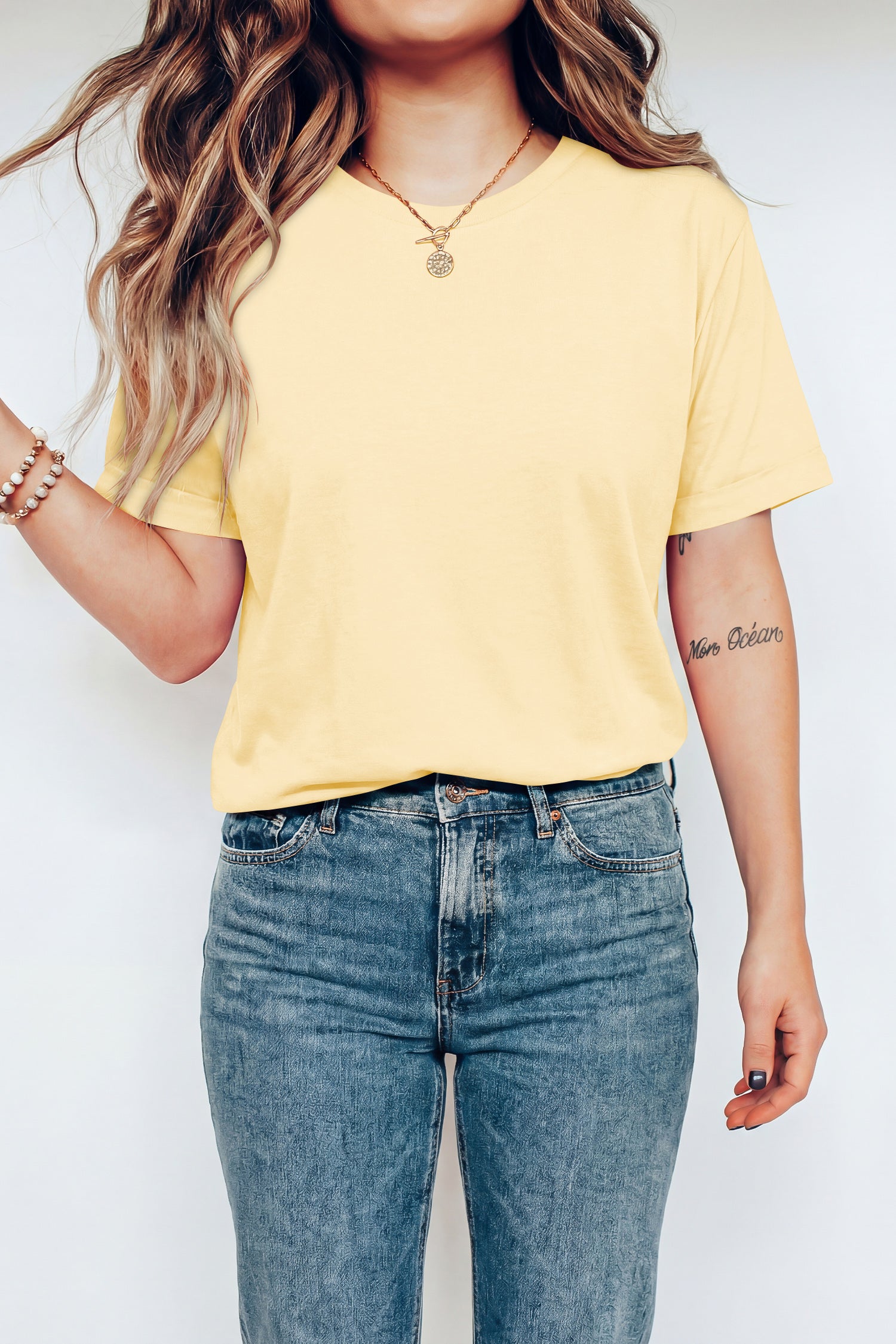 Gray Casual Plain Crew Neck Tee
