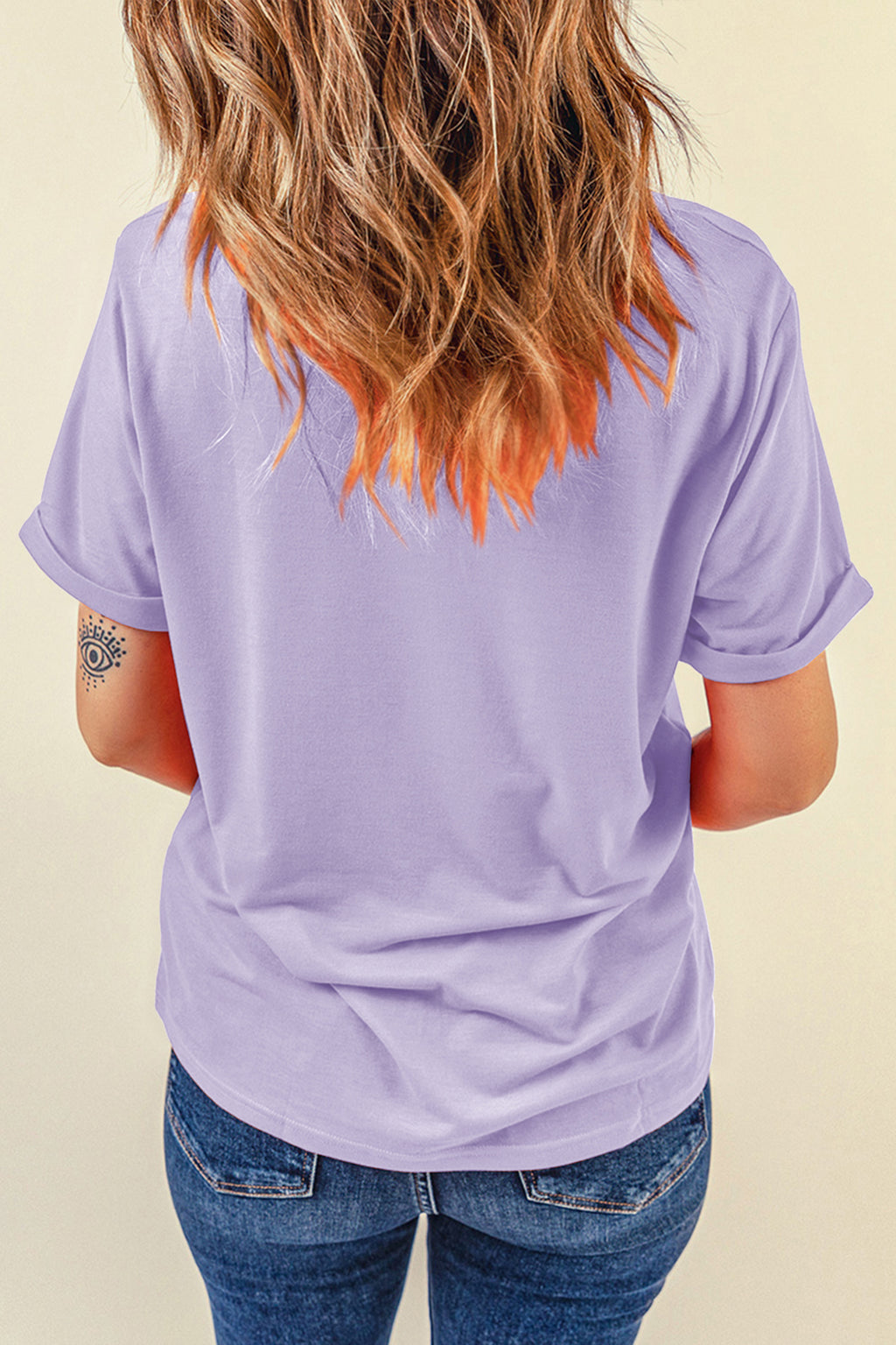 Gray Casual Plain Crew Neck Tee