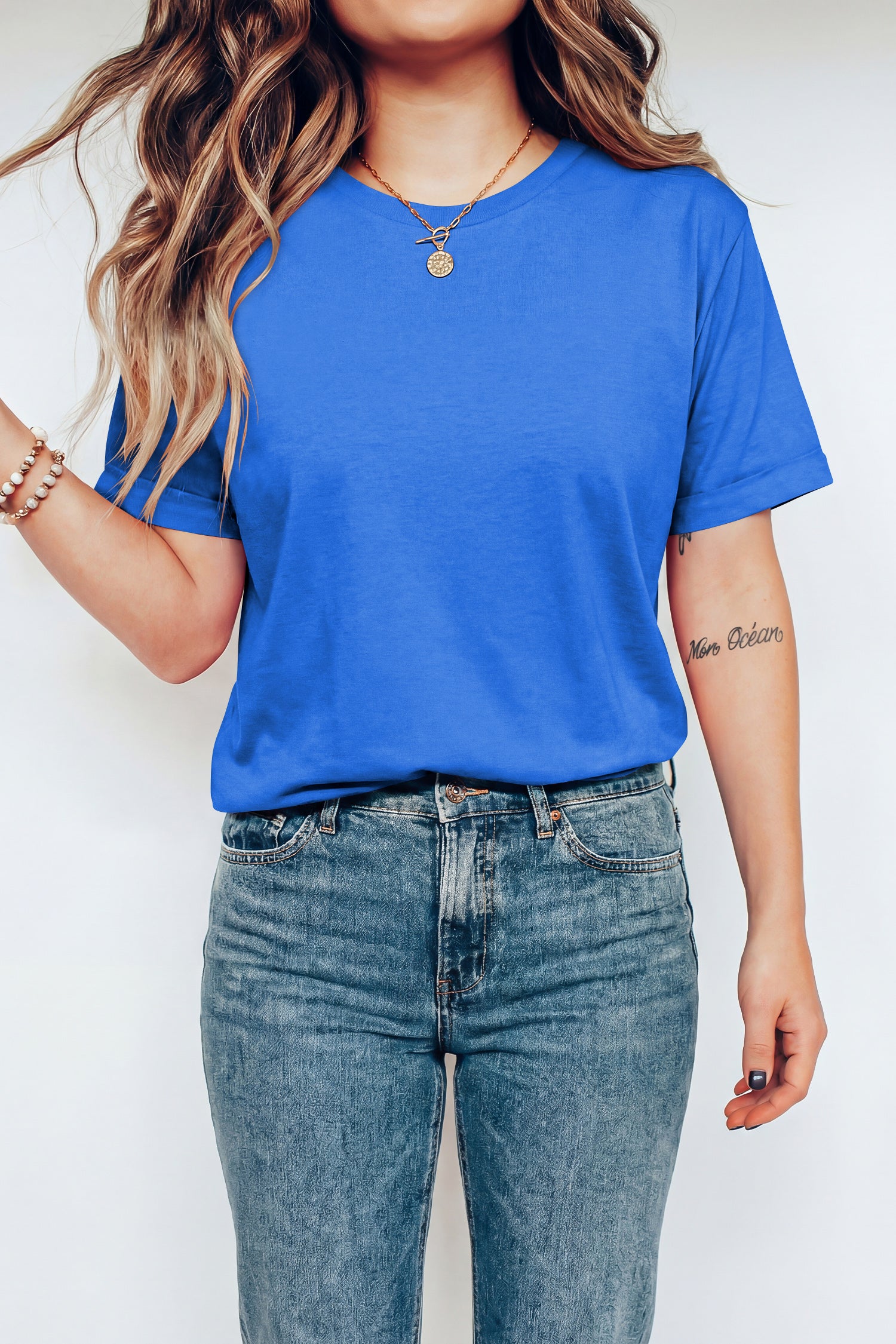 Gray Casual Plain Crew Neck Tee