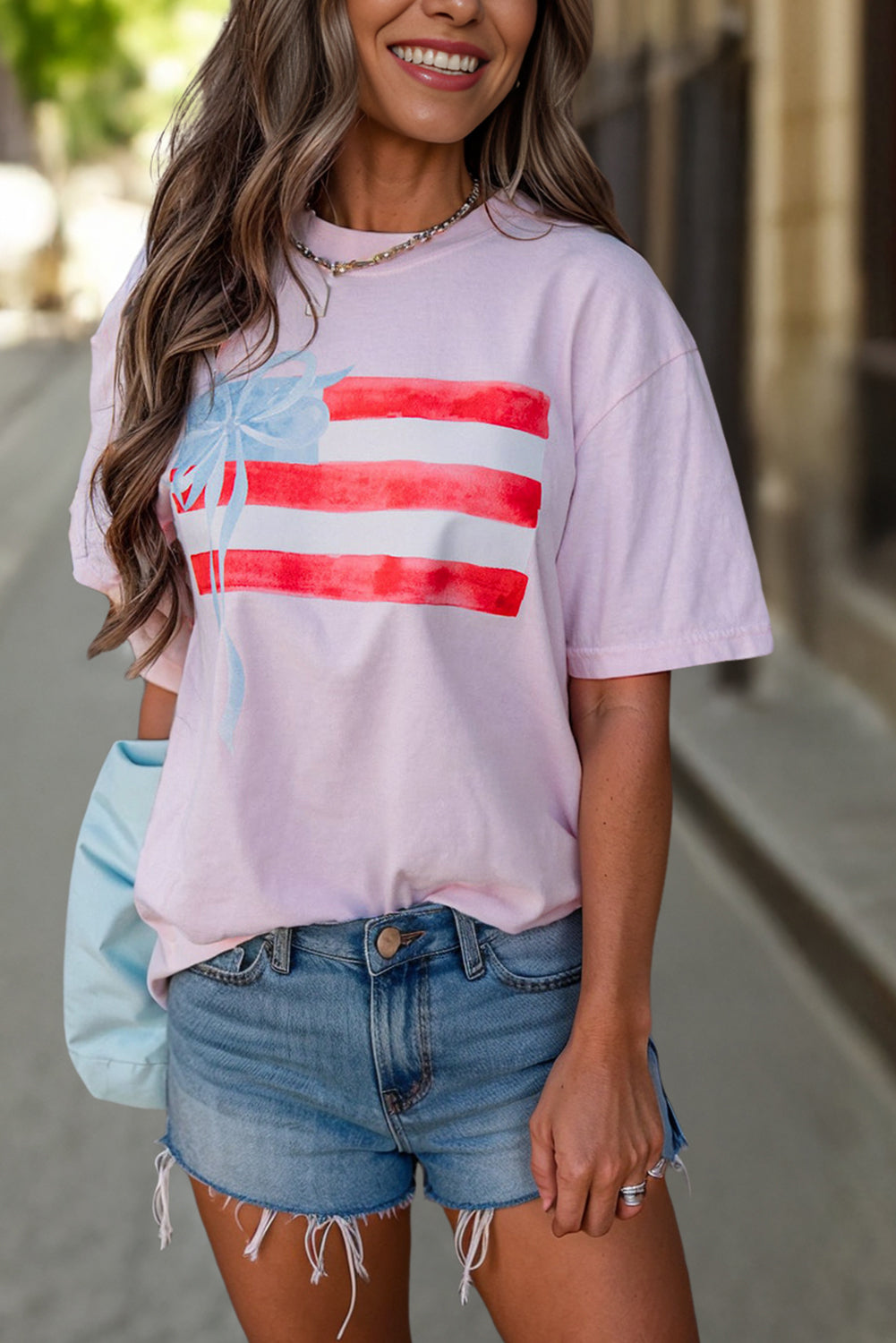 White Flag Bow Graphic Crewneck Tee