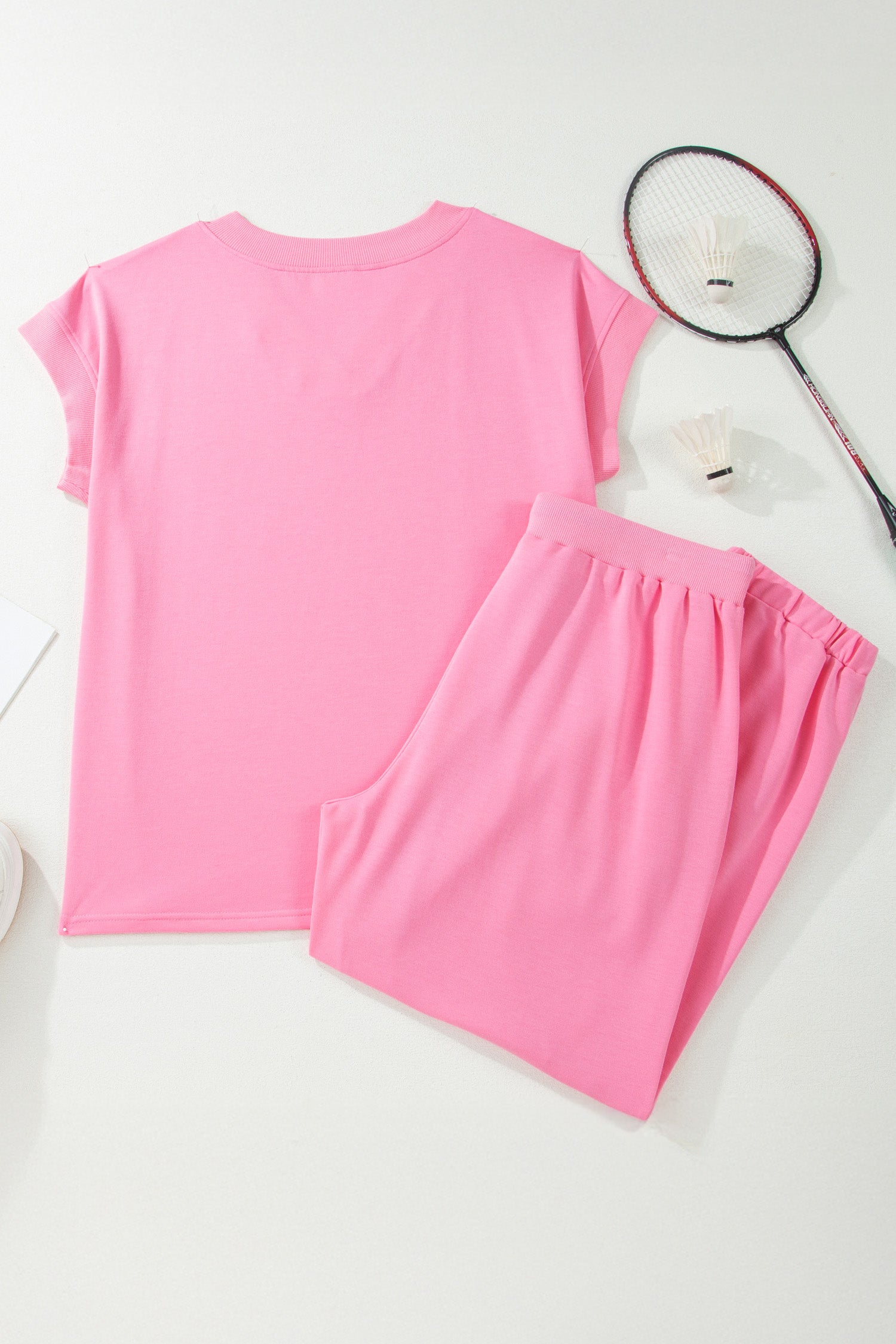 Mint Green Solid V-Neck Tee and Drawstring Plus Size Pants Set