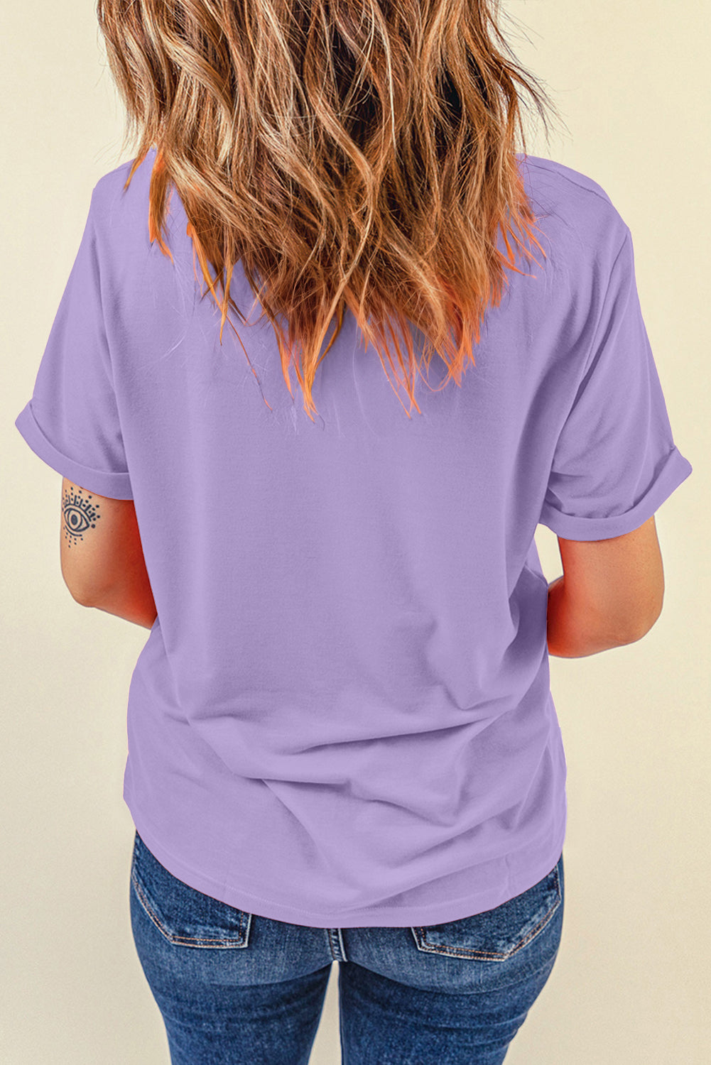 Gray Casual Plain Crew Neck Tee